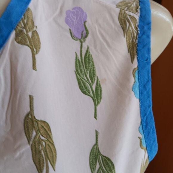 1OF1 Vintage 1950's Blouse top Sleeveless Button-Up Floral Handmade Cotton - Picture 4 of 9